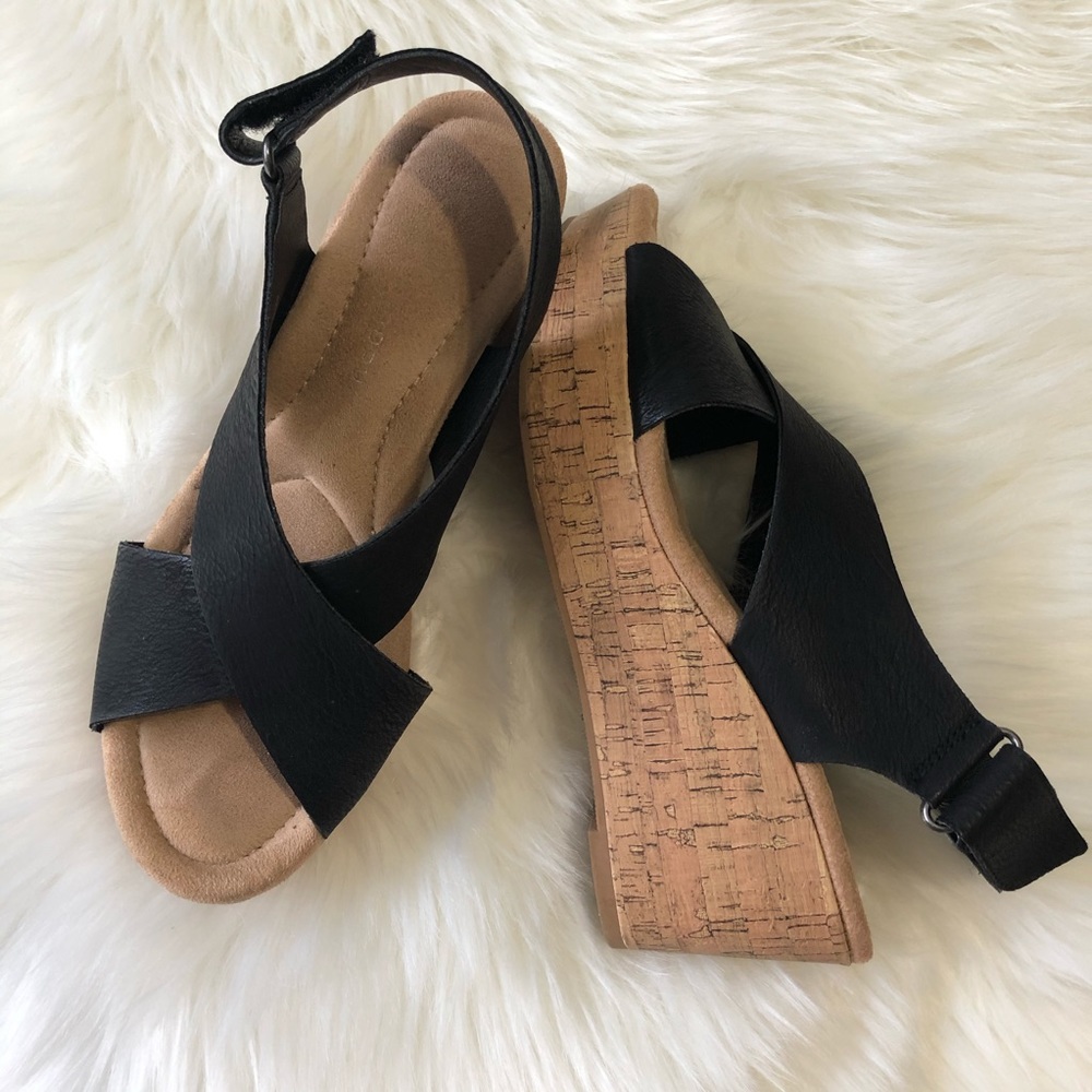 Black Wedge Sandals